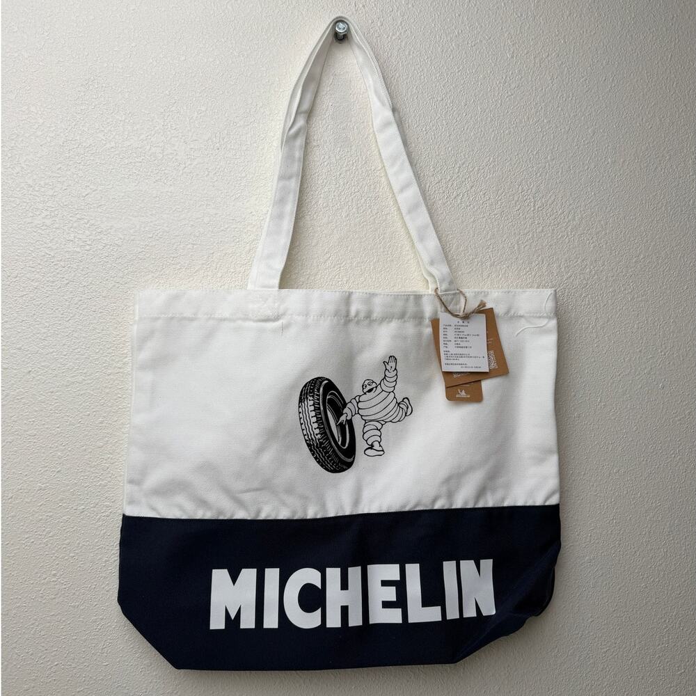 NWT Michelin Logo Tote Bag White Navy Black Unisex